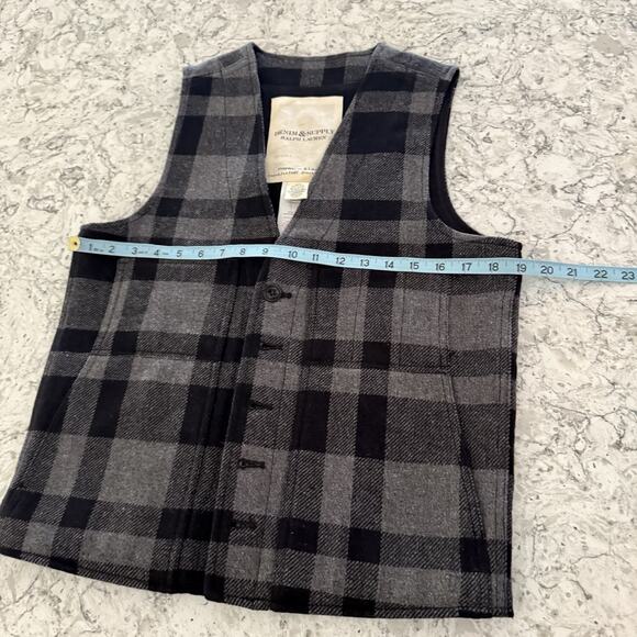 Ralph Lauren Denim & Supply Mens Black Plaid Vest Waistcoat Size Small Academia - Picture 5 of 14